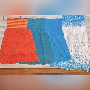 Bundle / lot of 4 strapless dresses/cover ups all size small women’s Y2K vintage